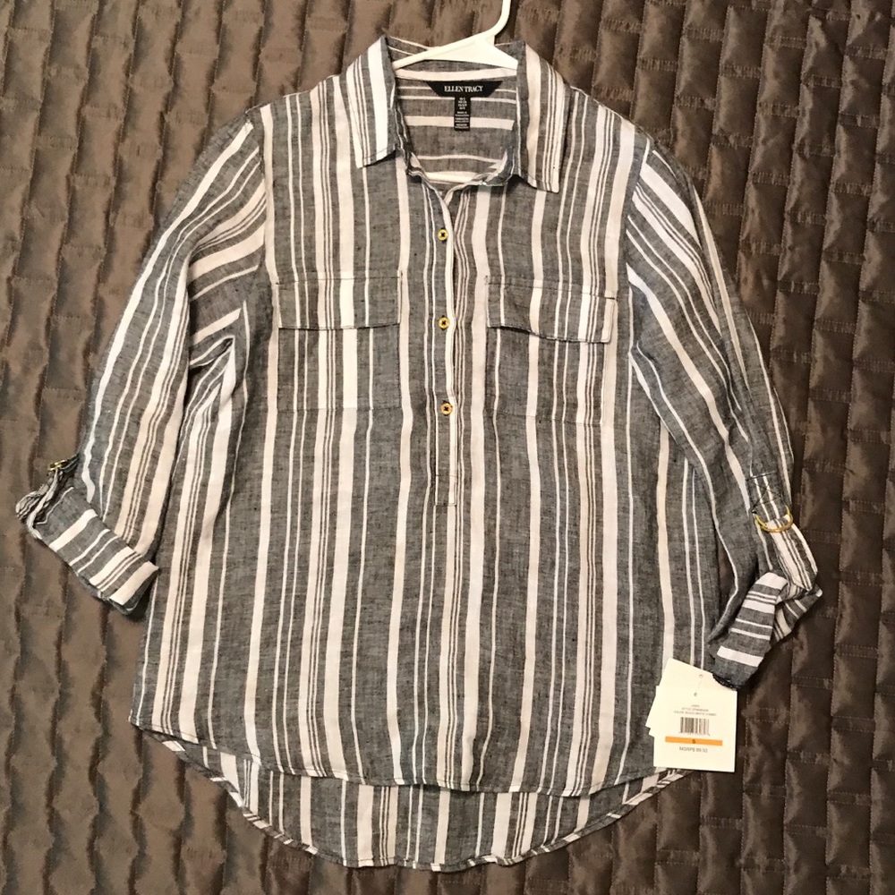 Ellen Tracy Linen Top. NWT.